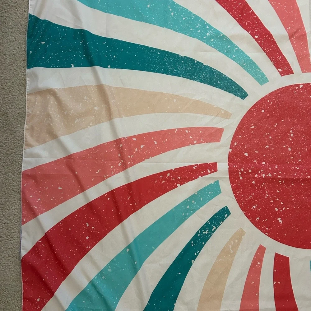 Sunburst Decorative Tapestry - Red, Teal, Beige